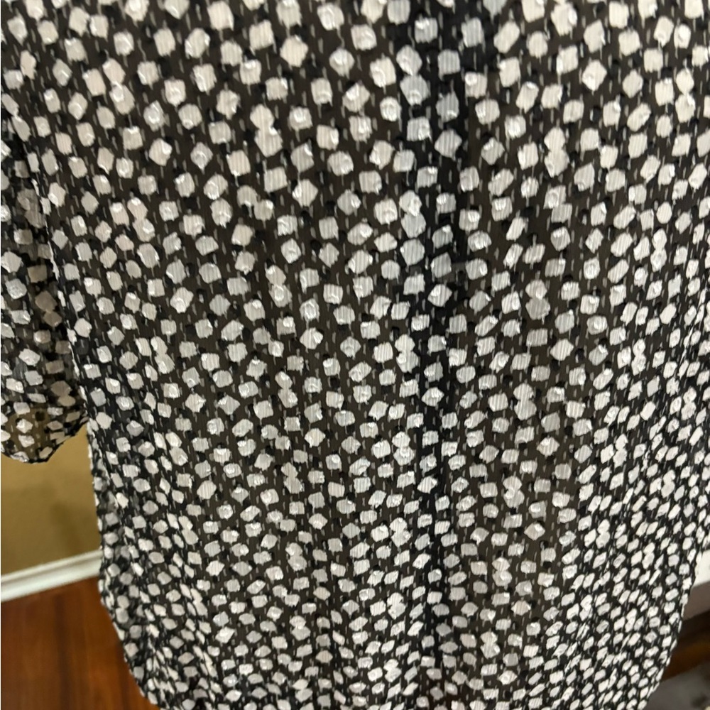 Lane Bryant Black-and-white Polkadot Ruffled Blouse - Picture 6 of 7
